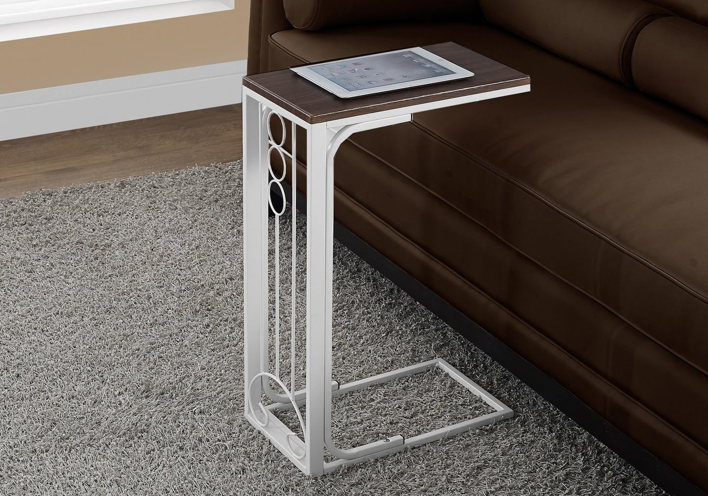 CherryWhite MDF Top and Metal Base Accent Table