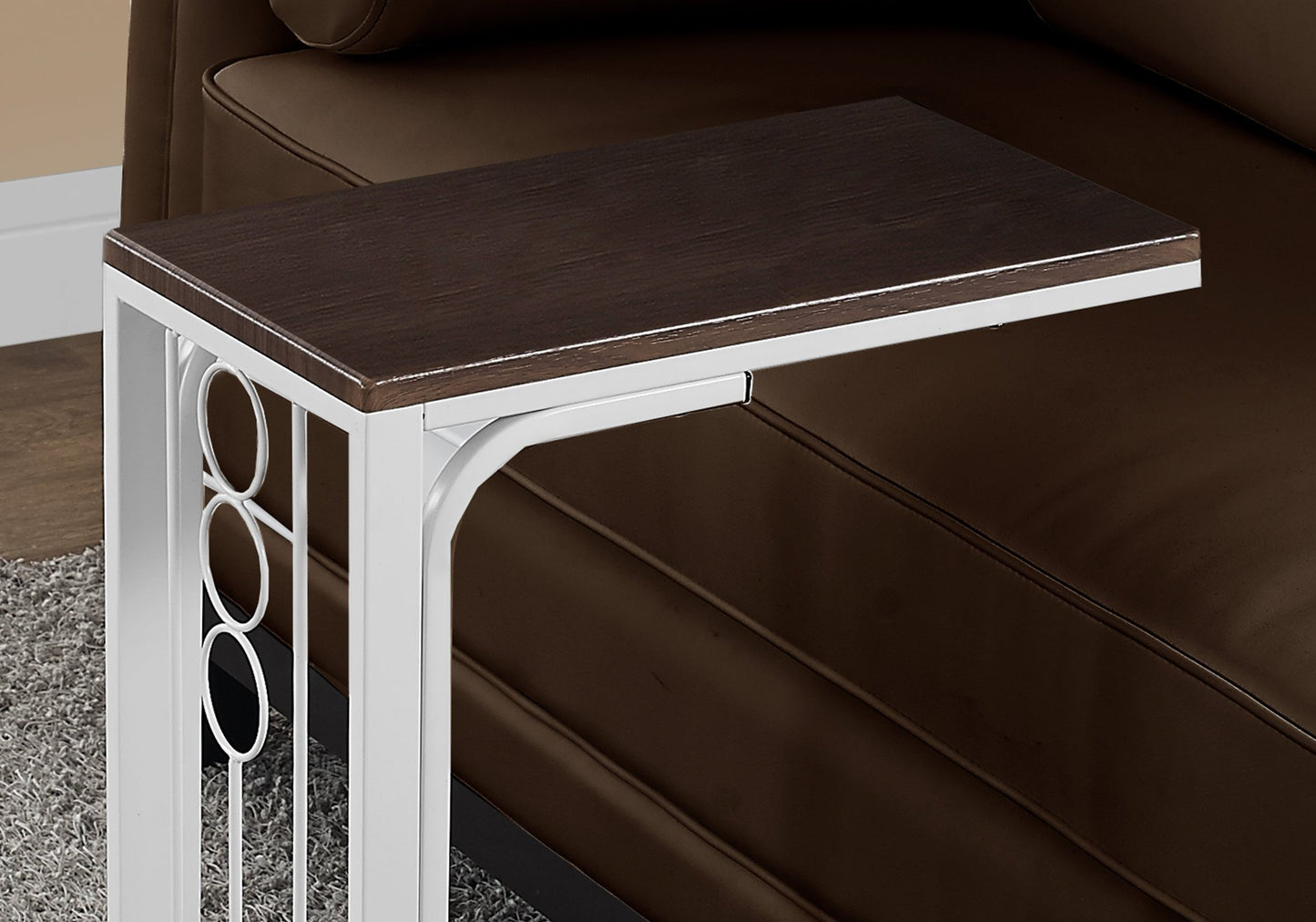 CherryWhite MDF Top and Metal Base Accent Table