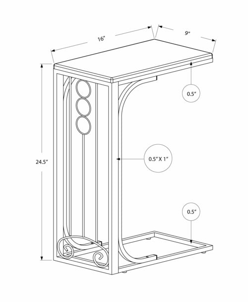 CherryWhite MDF Top and Metal Base Accent Table