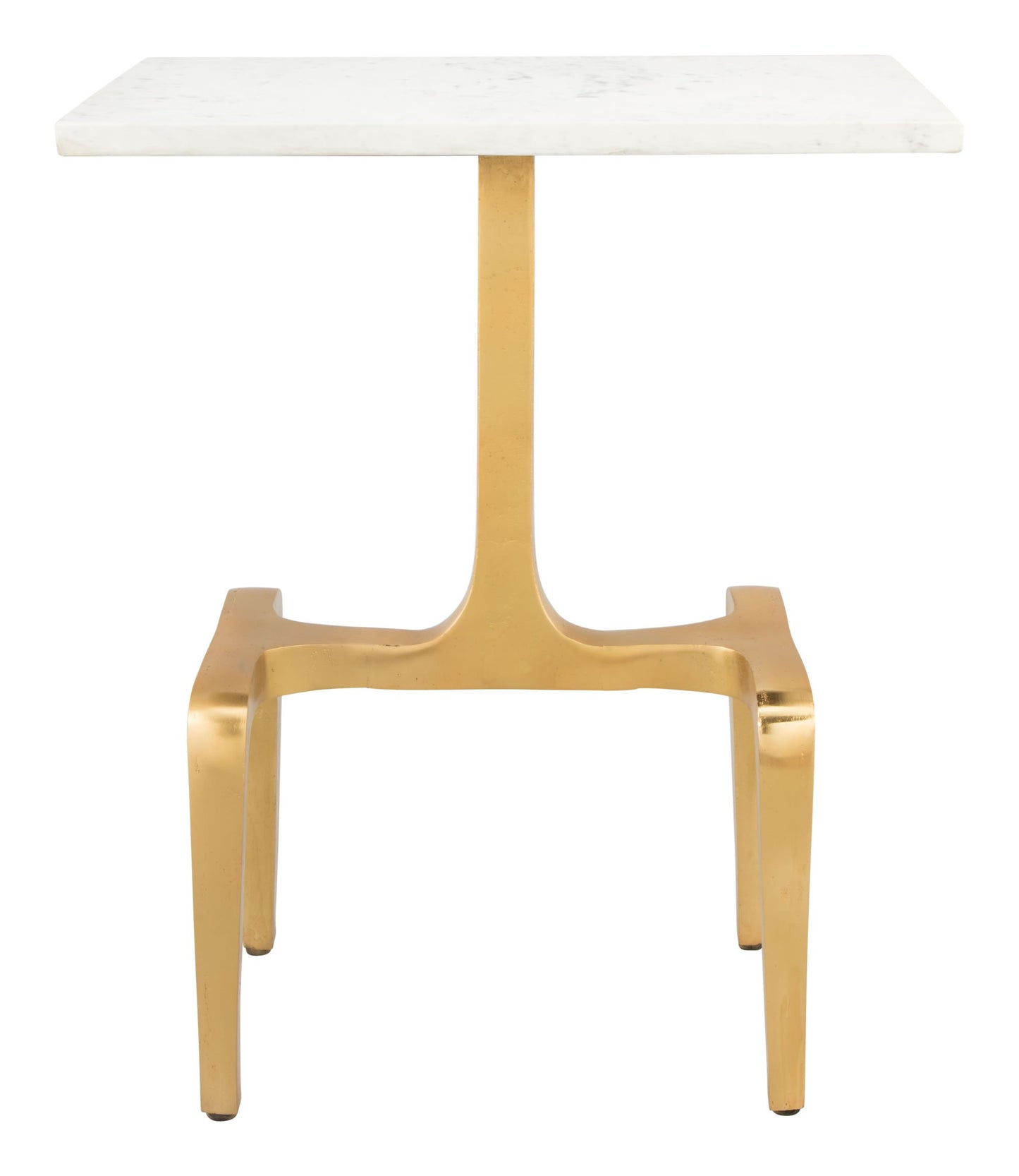 Champagne Gold Finish and Marble End Side Table