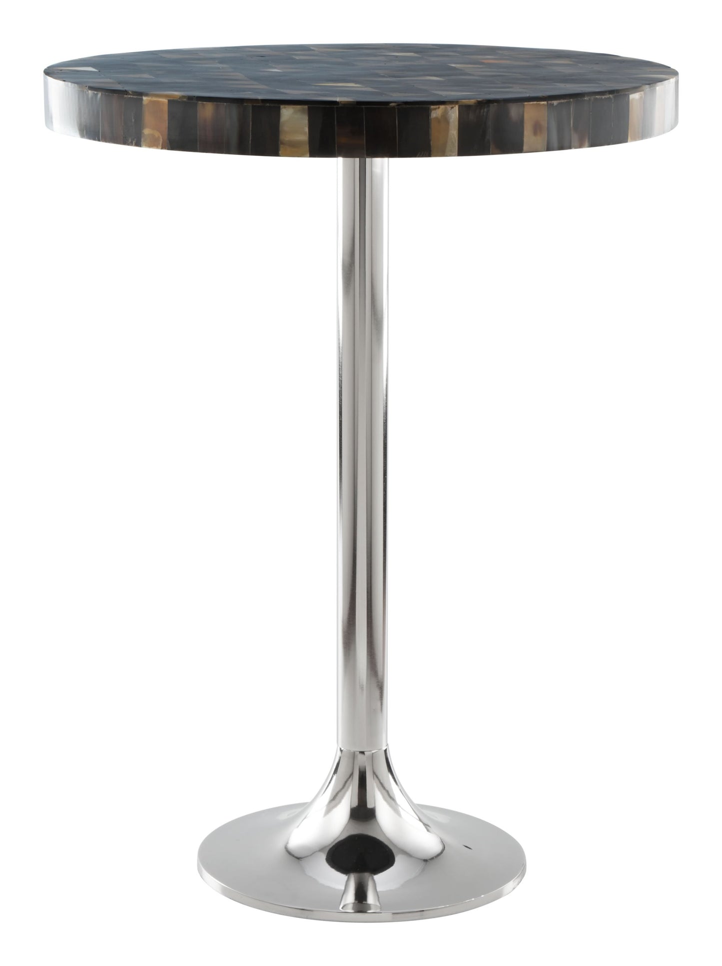 Earth Tones Marble Check and Aluminum Side Table