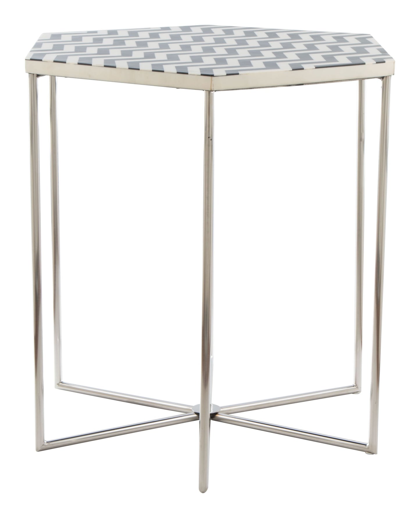 Victoria Black and White Hexagonal Side End Table