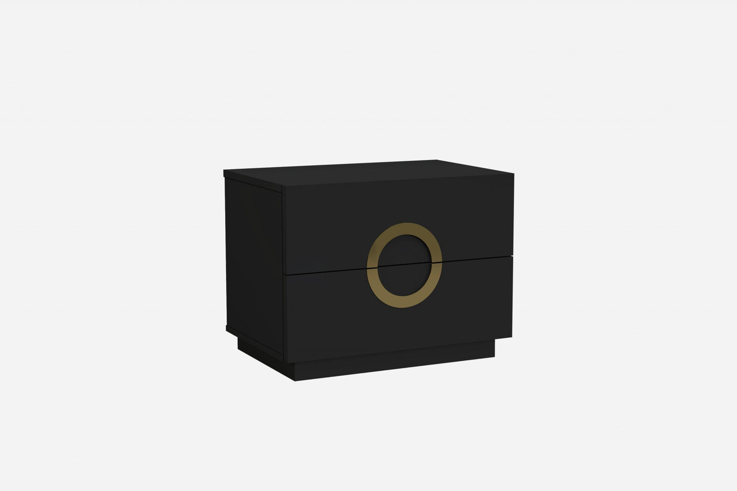 24" High Gloss Modern Black Two Drawer Nightstand