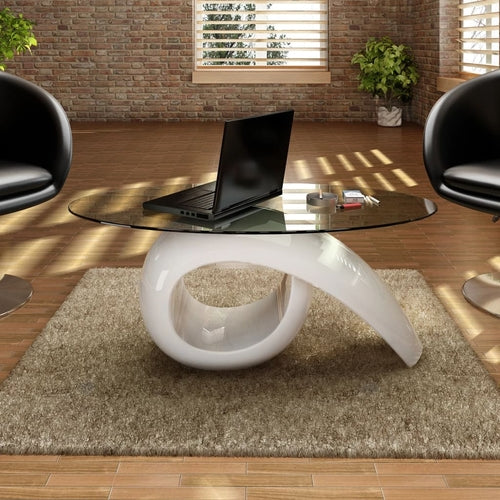 Coffee Table with Oval Glass