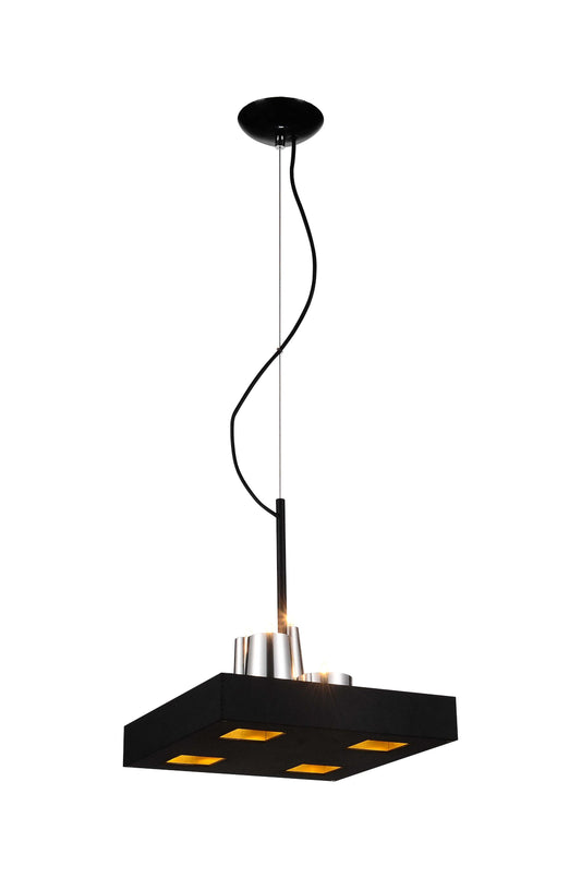 14" X 14" X 59" Black Stainless Steel Pendant Lamp