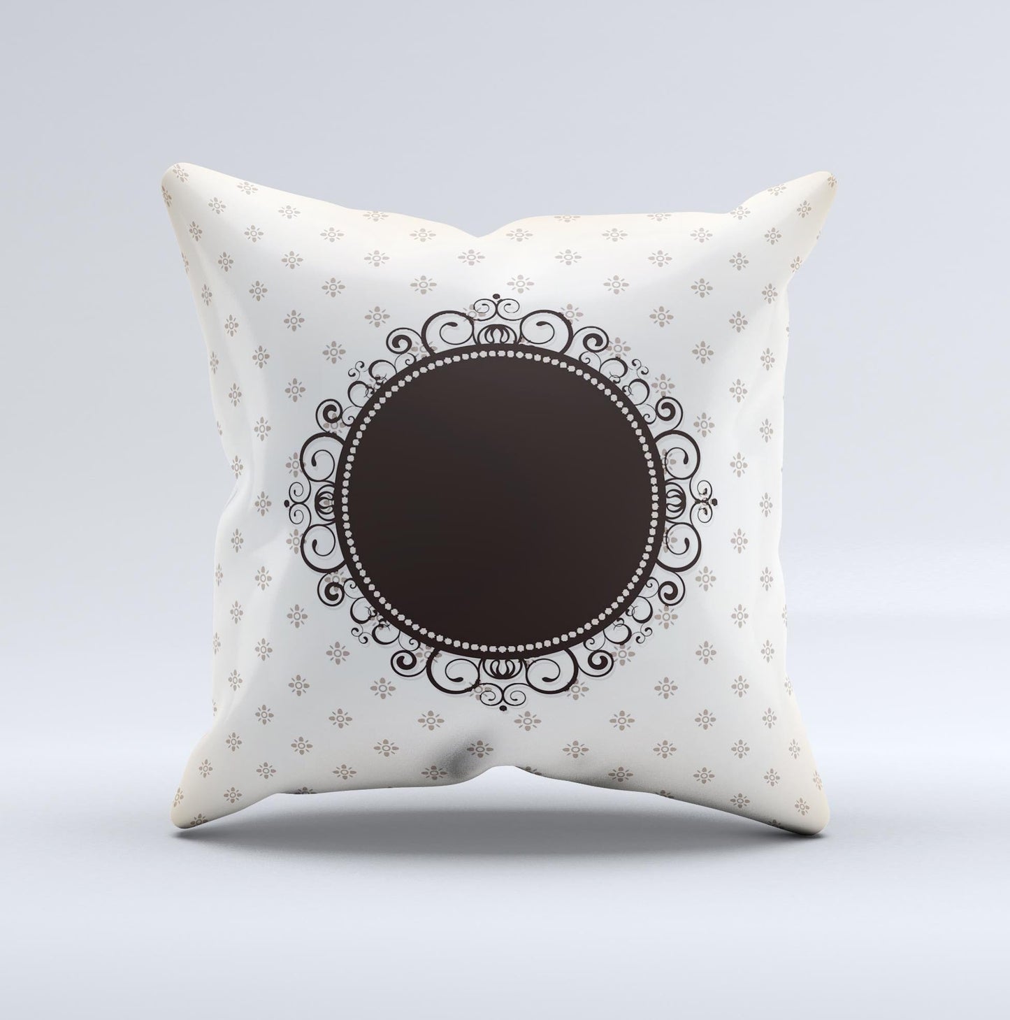 Subtle Tan Elegant Black Design Ink-Fuzed Decorative Throw Pillow