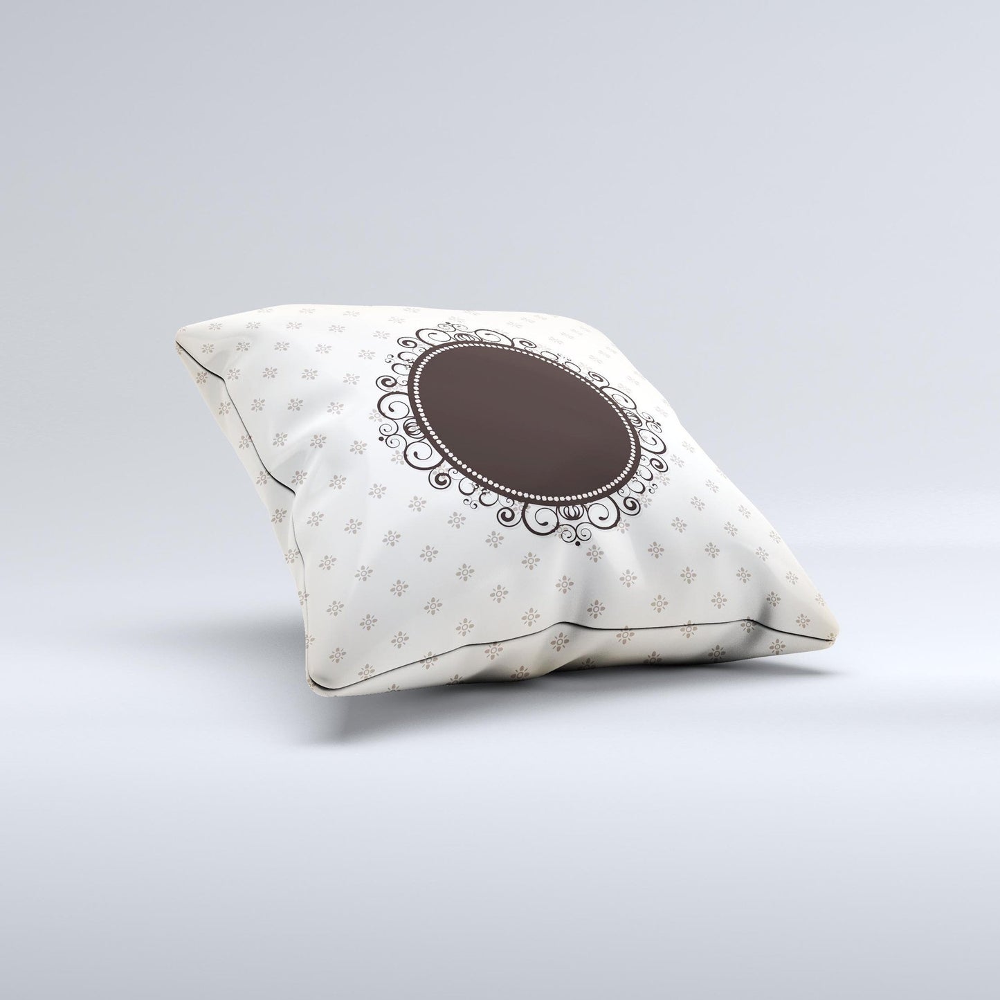 Subtle Tan Elegant Black Design Ink-Fuzed Decorative Throw Pillow