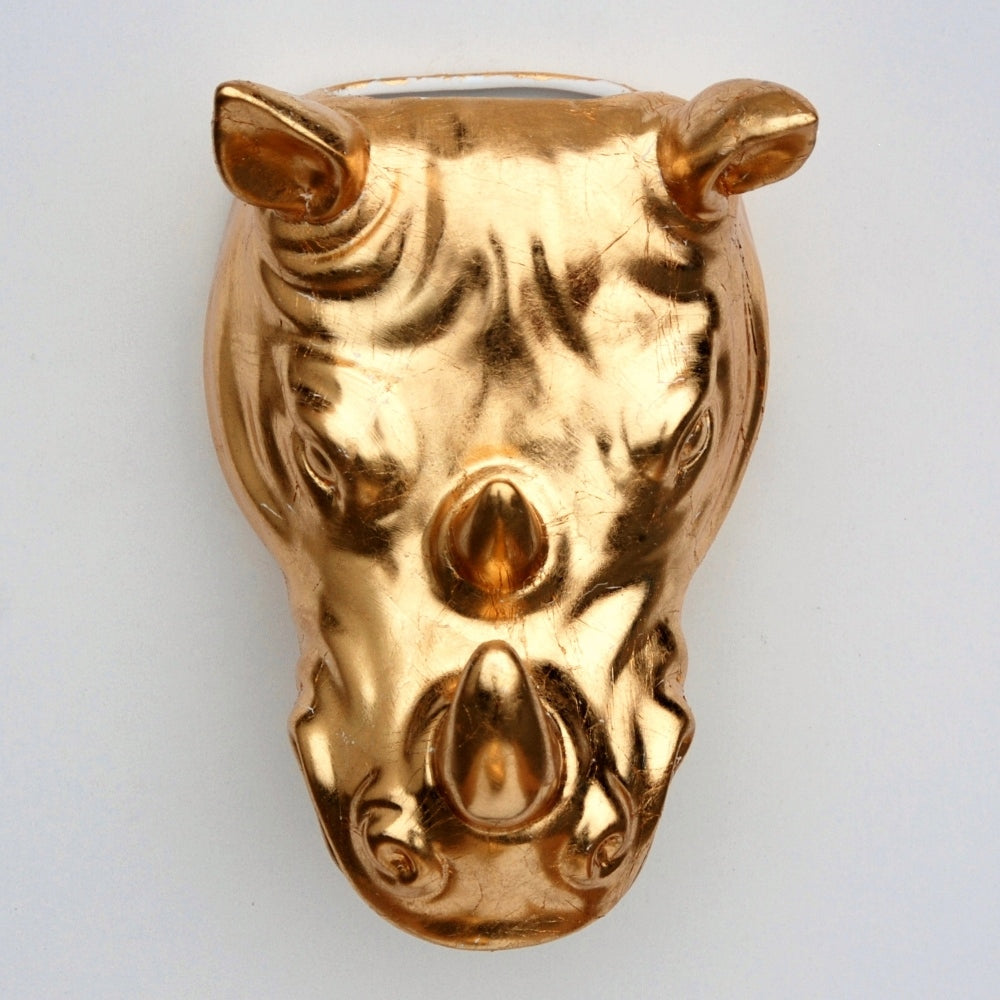 Roz RHINO Gold Gilded Indoor/Outdoor Wall Planter