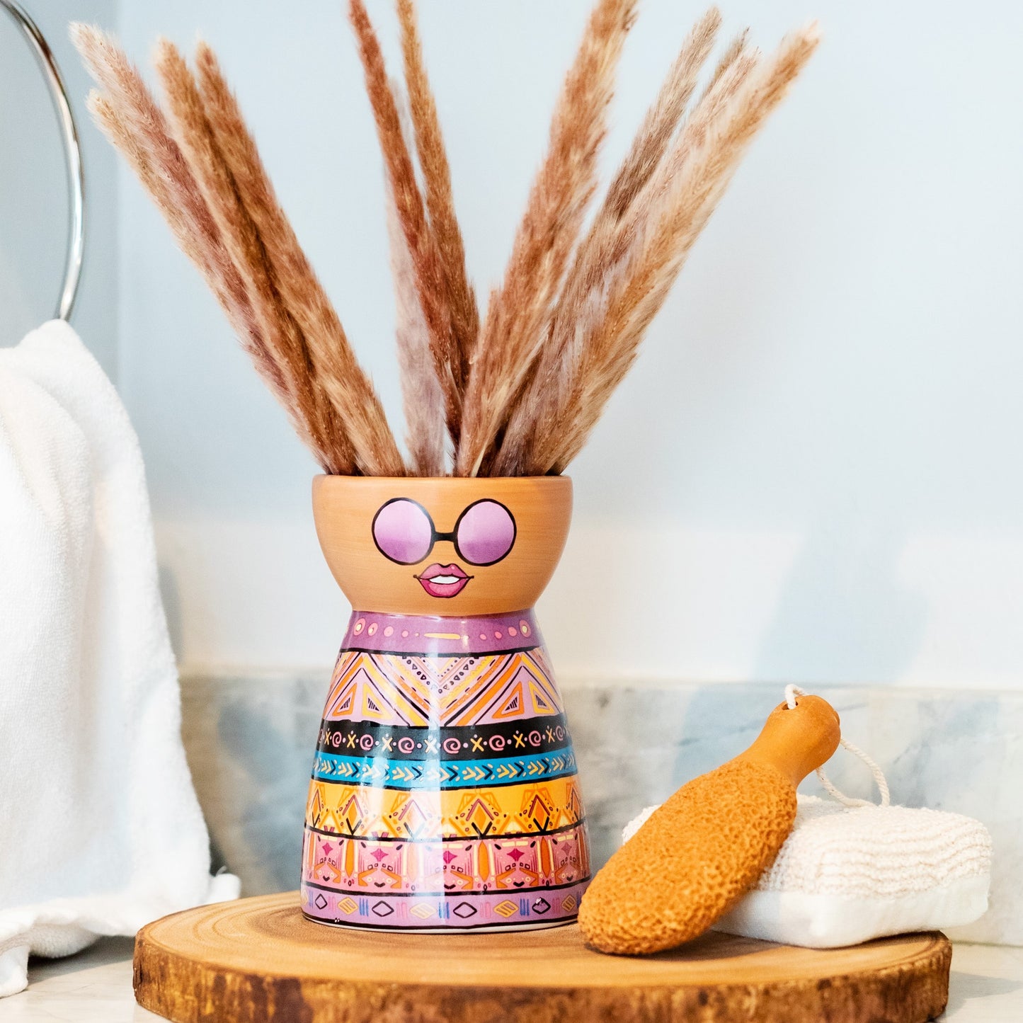 Ceramic Cute Face Tribal Vase