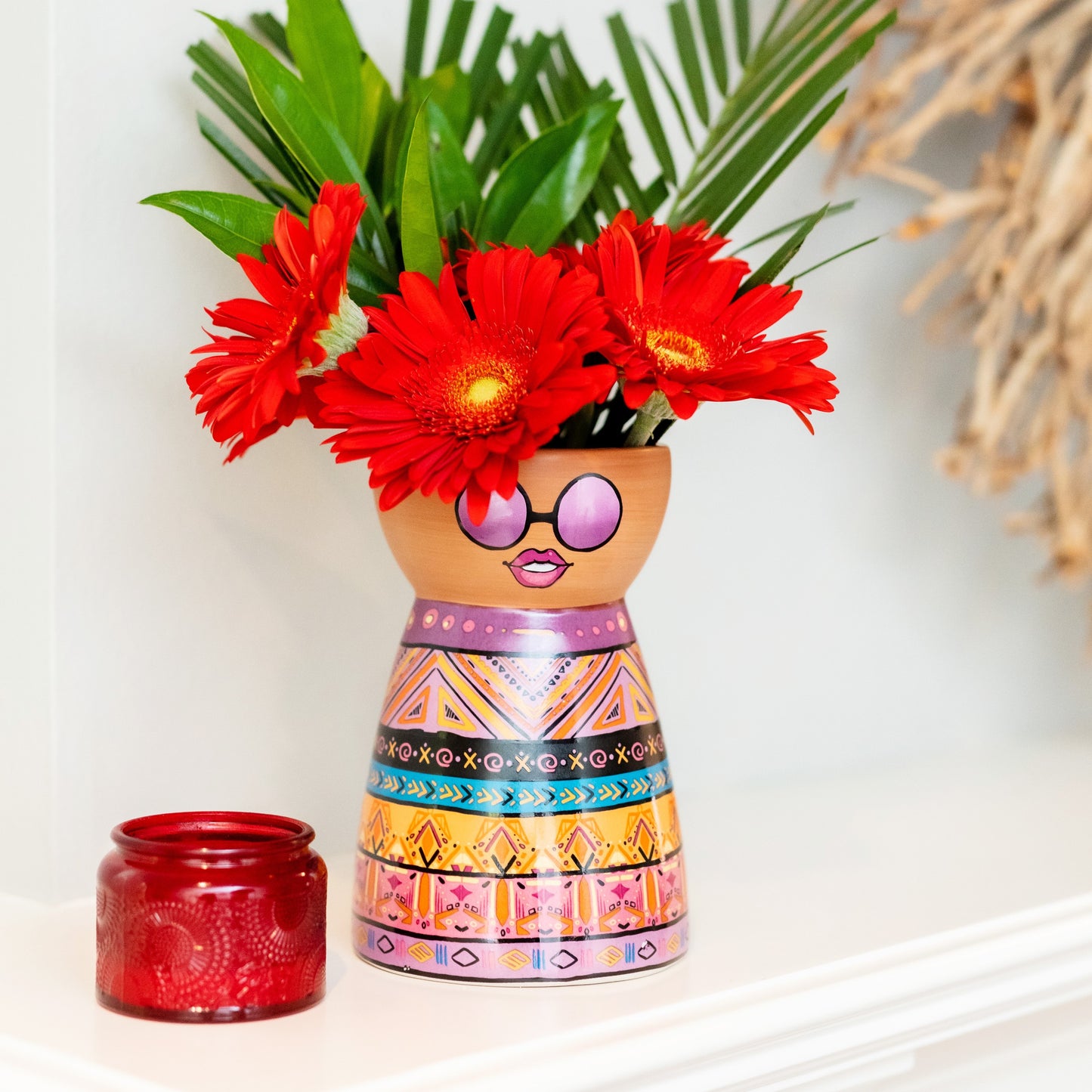 Ceramic Cute Face Tribal Vase