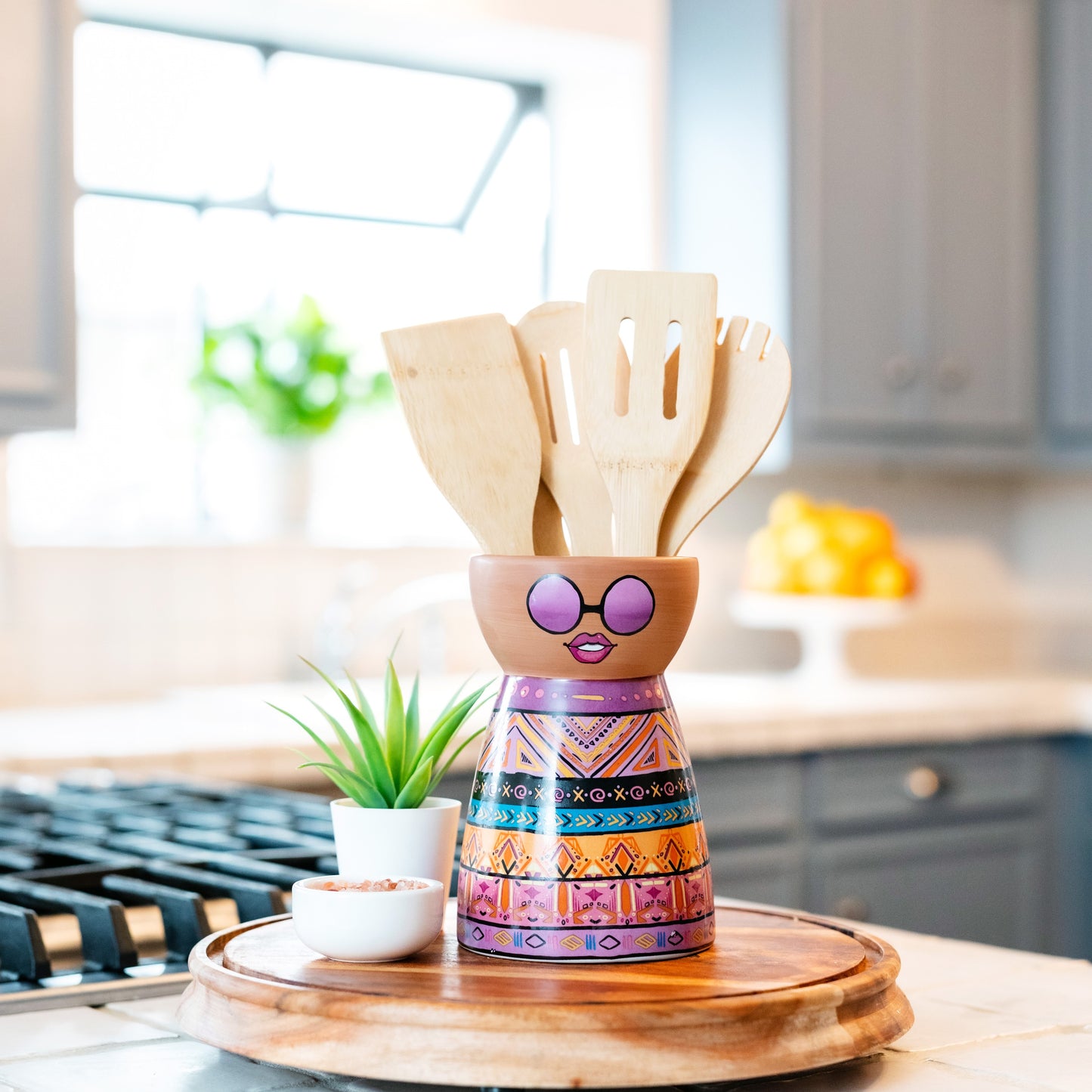 Ceramic Cute Face Tribal Vase