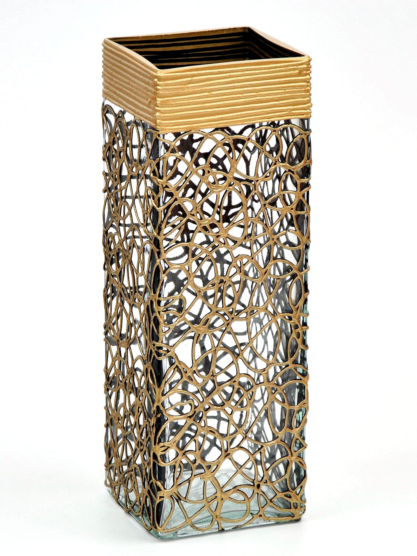 Golden Square Glass Flower Vase