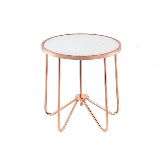 Emerald Glass And Rose Gold End Table