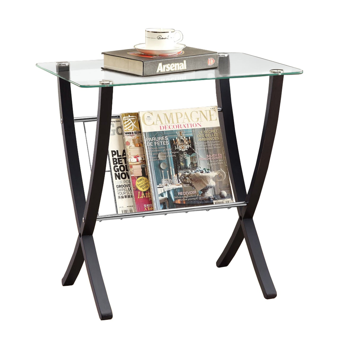 Clear Metal Coffee Particle Board Table