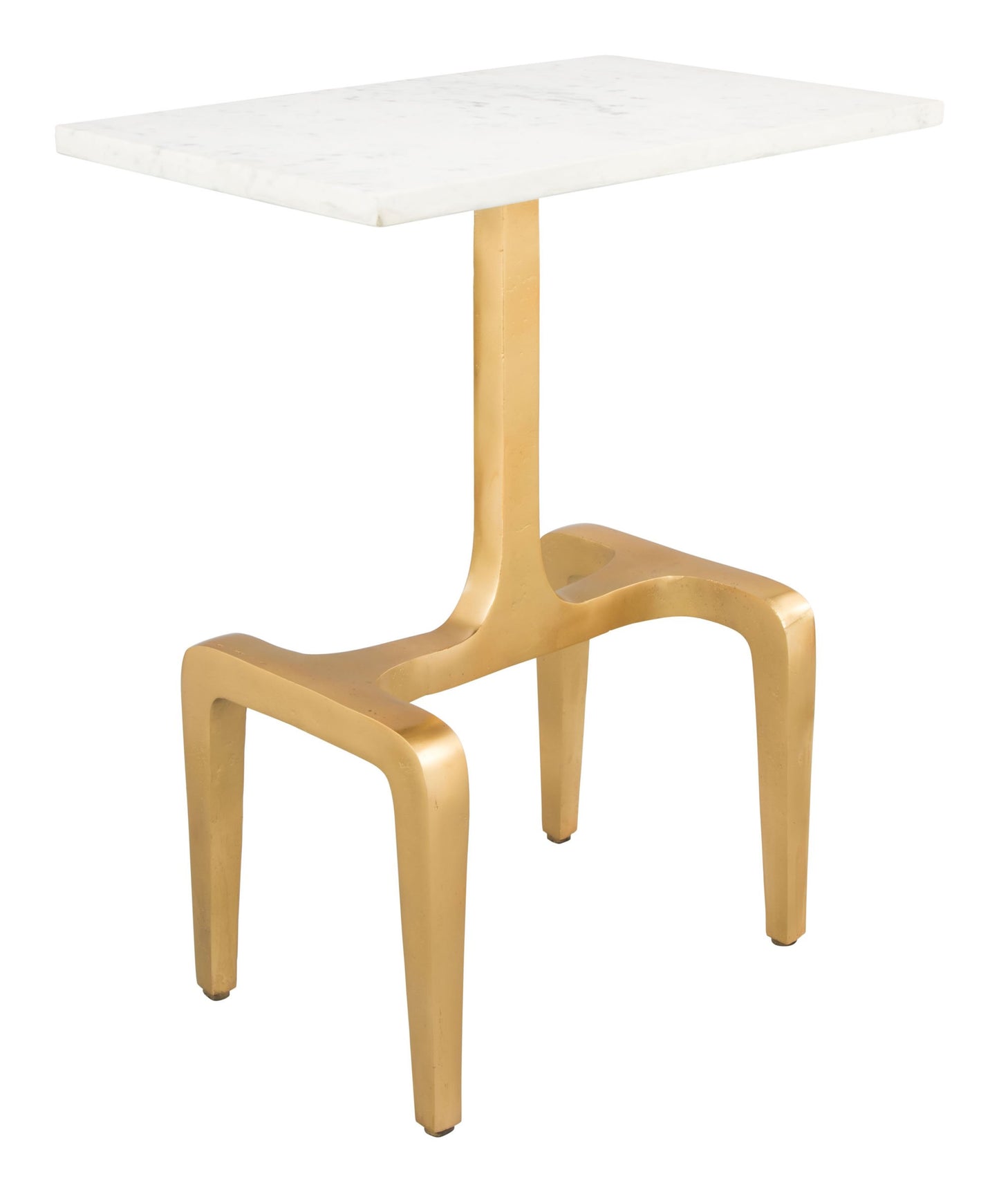 Champagne Gold Finish and Marble End Side Table