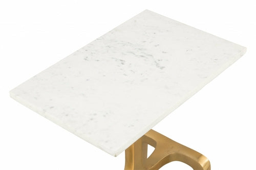 Champagne Gold Finish and Marble End Side Table