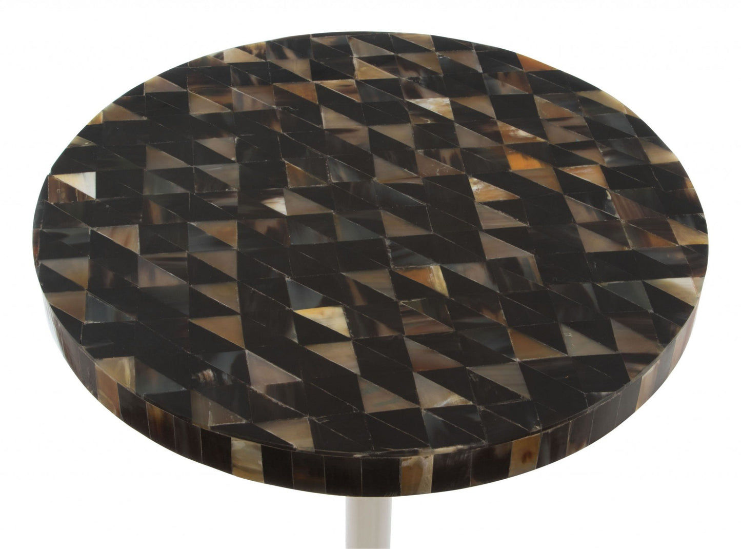 Earth Tones Marble Check and Aluminum Side Table