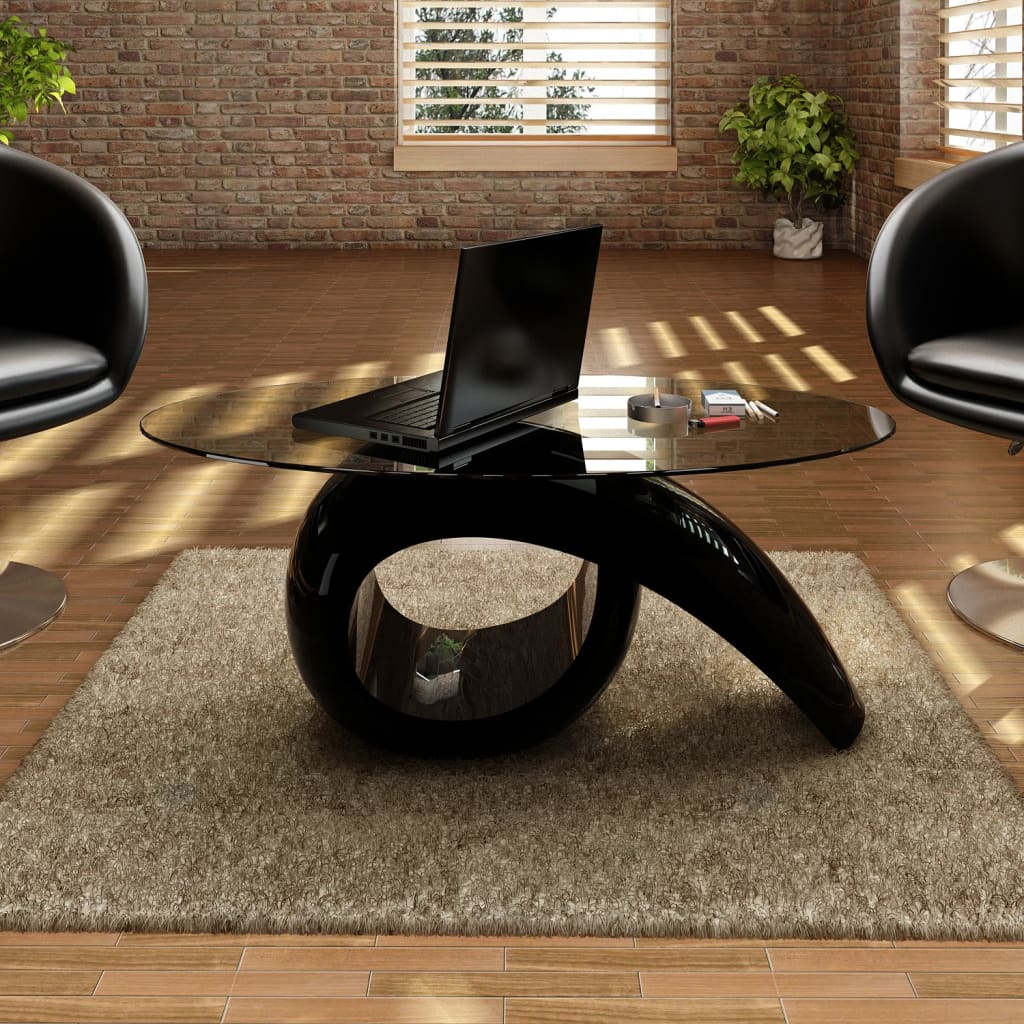 Coffee Table with Oval Glass