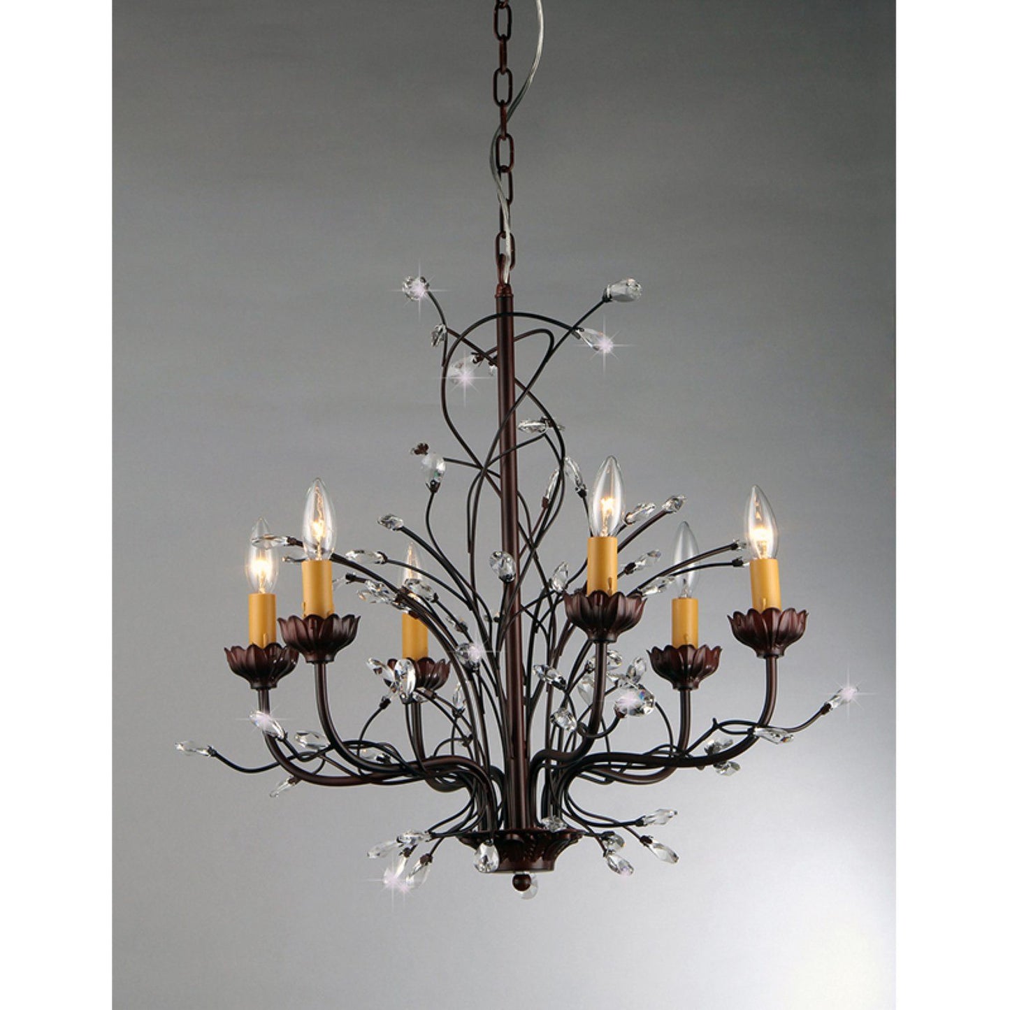 Kinsley Wonderland 6-light Crystal- Bronze Chandelier