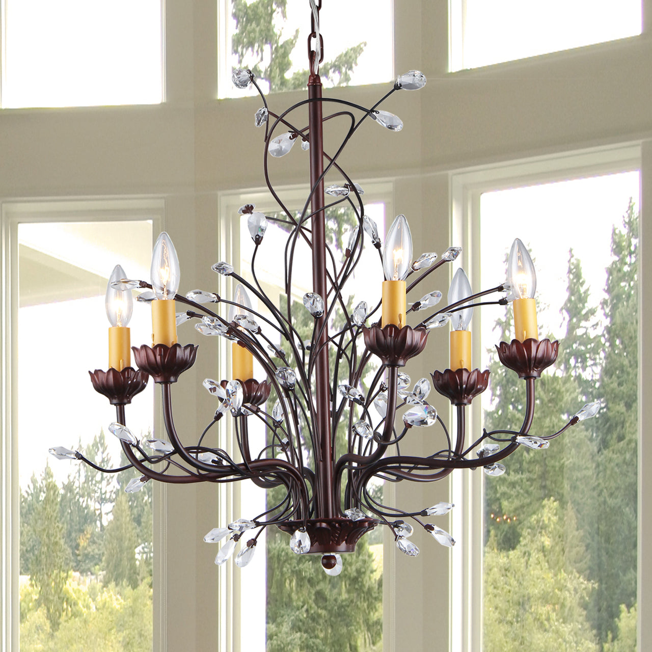 Kinsley Wonderland 6-light Crystal- Bronze Chandelier