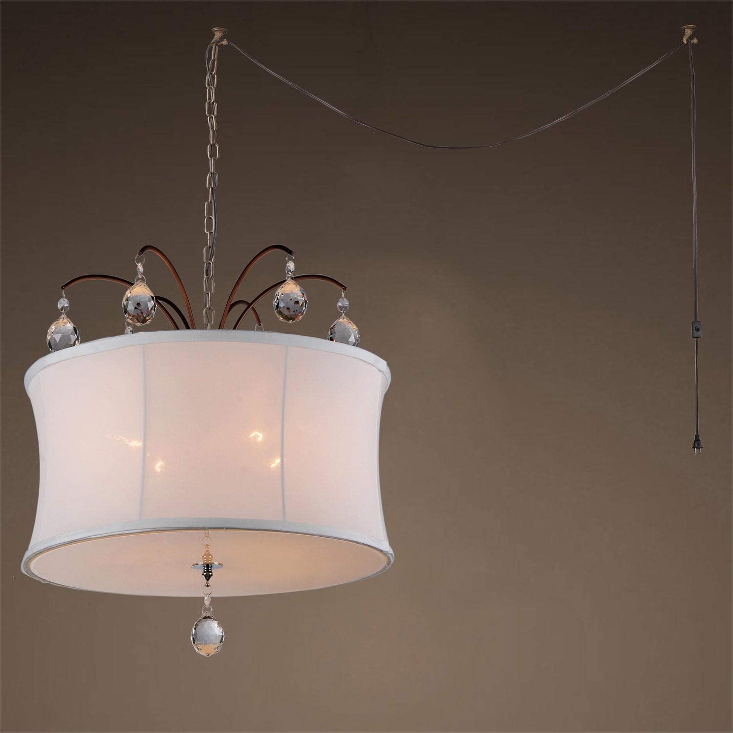 Felicity 5-light White Fabric 18-inch Bronze Swag Lamp