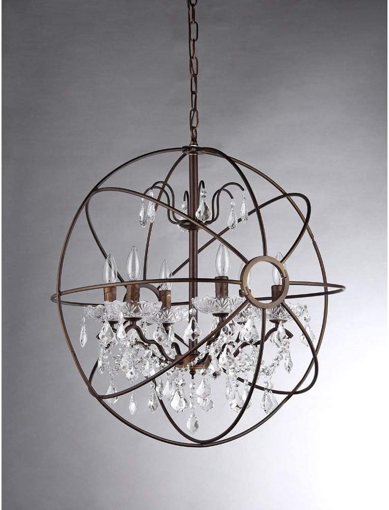 Edwards Antique Bronze and Crystal 24-inch Sphere Chandelier