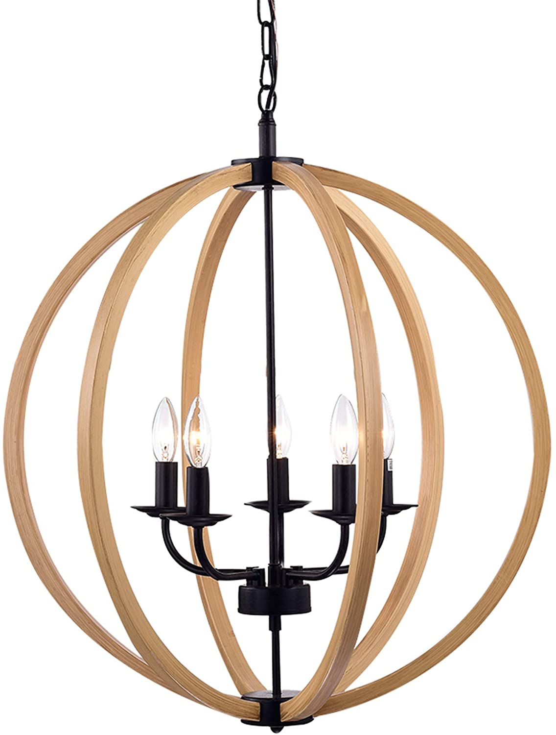 Fedelmid Black Natural Metal 24-inch Round Pendant Lamp