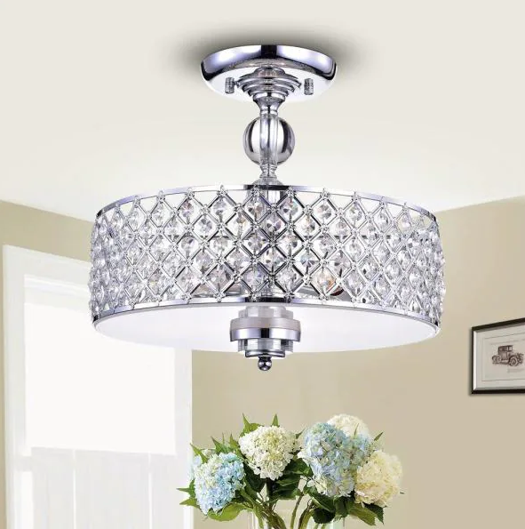 Dyesta Silver Chrome Crosshatch Round Lamp