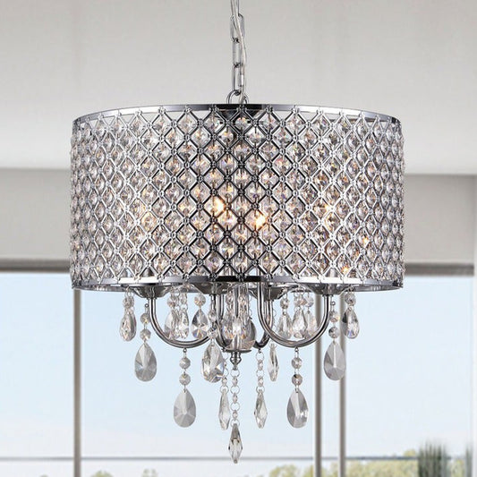 17" Round Chrome Finish Crystal Chandelier with 4 Lights