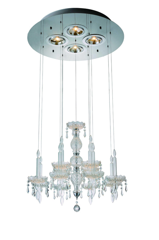 26" X 26" X 43" Clear Crystal Glass Pendant Lamp