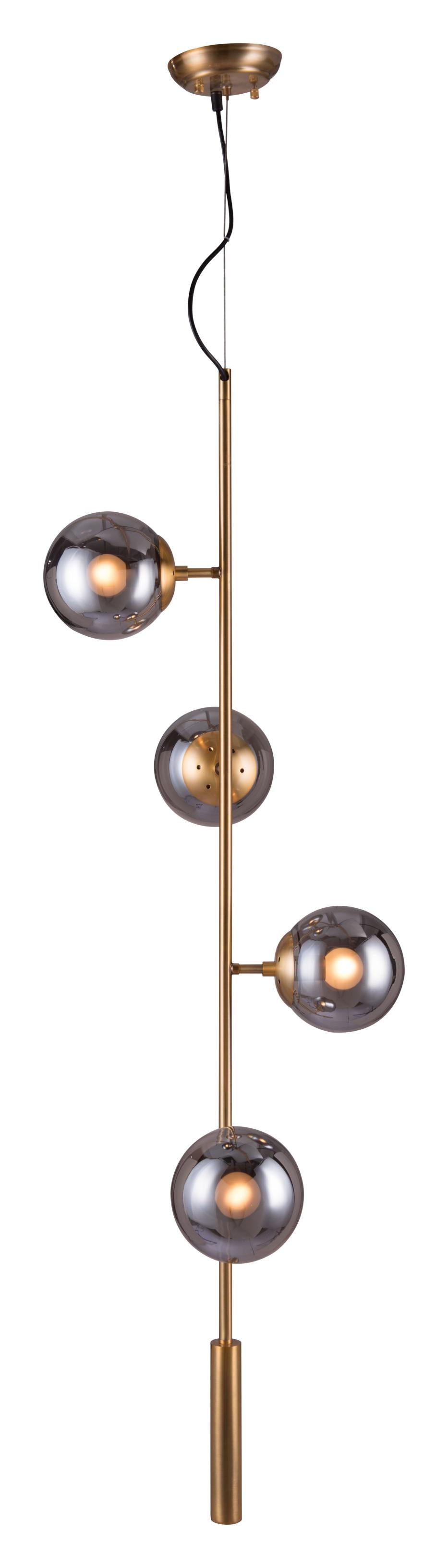 Gold Berry and Smoked Glass Ceiling Lamp