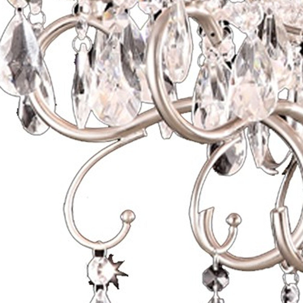 Glam Silver Crystals and White Shade Chandelier