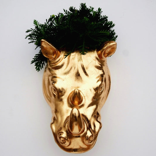Roz RHINO Gold Gilded Indoor/Outdoor Wall Planter